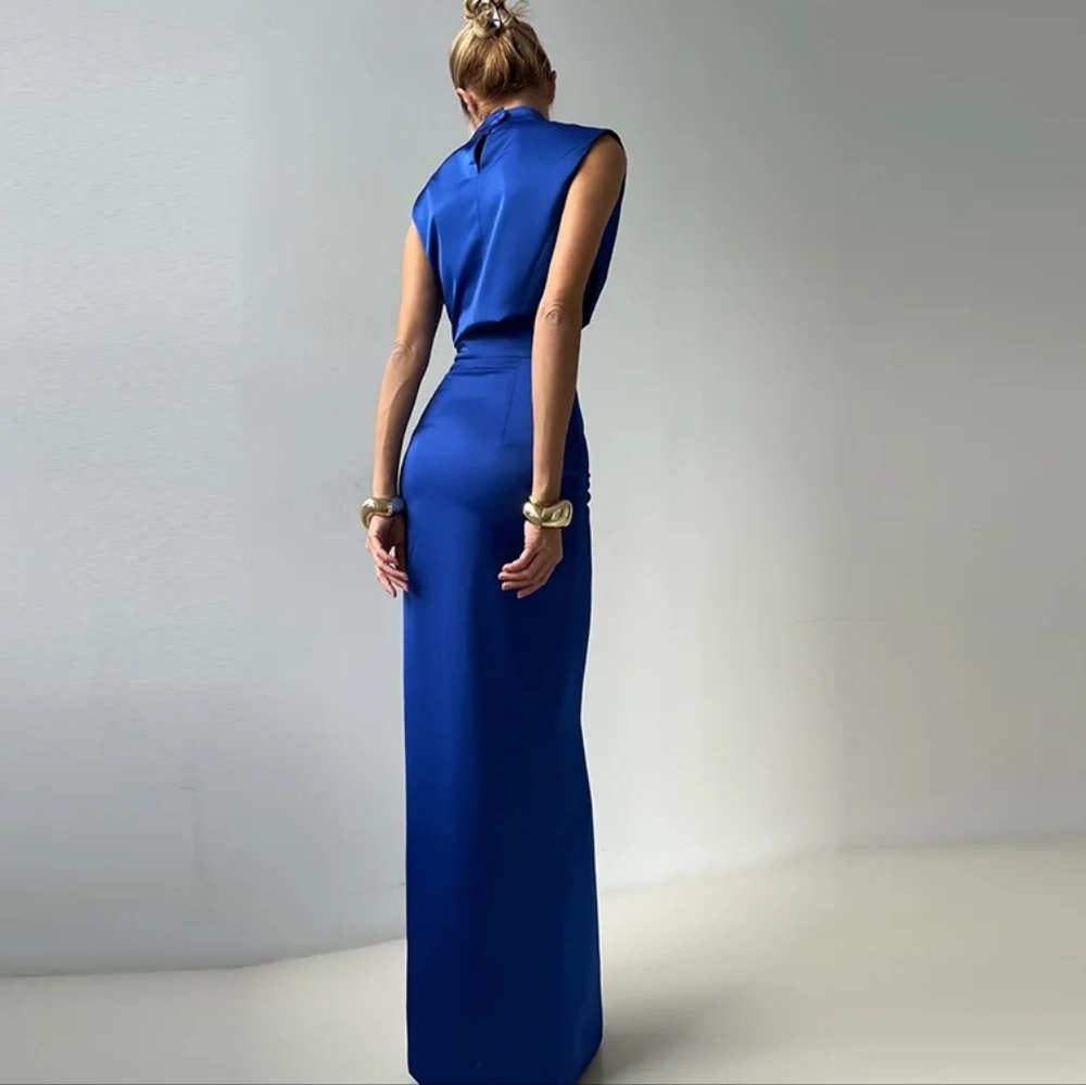 Elegant Crop Top Skirt Set Women Turtleneck Sleeveless Vest High Waist Button - Picture 6 of 7